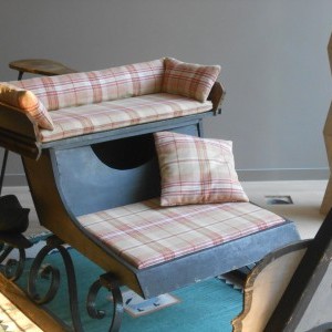 Antieke sneeuwslee in Shetlandwol